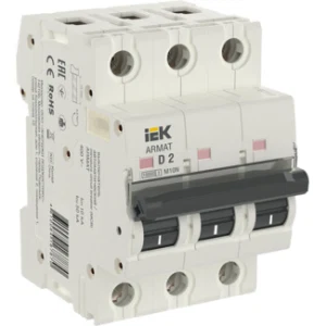 IEK ARMAT Автоматический выключатель M10N 3P D 2А - AR-M10N-3-D002 IEK ARMAT Автоматический выключатель M10N 3P D 2А - AR-M10N-3-D002