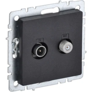 IEK BRITE Розетка двойная TV+SAT РТВ/РСп12-БрЧ черный - BR-AF20-O-K02 IEK BRITE Розетка двойная TV+SAT РТВ/РСп12-БрЧ черный - BR-AF20-O-K02