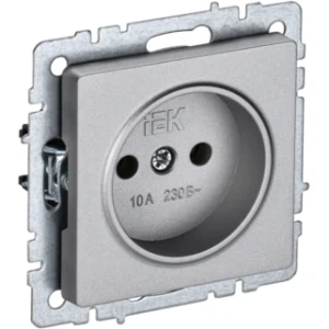 IEK BRITE Розетка 1-местная без заземления без защитных шторок 10А РС10-1-0-БрА алюминий - BR-R10-10-K47 IEK BRITE Розетка 1-местная без заземления без защитных шторок 10А РС10-1-0-БрА алюминий - BR-R10-10-K47