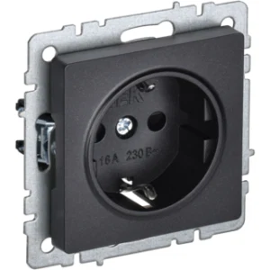 IEK BRITE Розетка 1-местная с заземлением с защитными шторками 16А РС14-1-0-БрЧ черный - BR-R14-16-K02 IEK BRITE Розетка 1-местная с заземлением с защитными шторками 16А РС14-1-0-БрЧ черный - BR-R14-16-K02