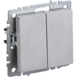 IEK BRITE Выключатель 2-клавишный 10А ВС10-2-0-БрА алюминий