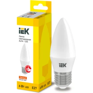 IEK Лампа светодиодная ALFA C35 свеча 6Вт 230В 3000К E27 - LLA-C35-6-230-30-E27 IEK Лампа светодиодная ALFA C35 свеча 6Вт 230В 3000К E27 - LLA-C35-6-230-30-E27