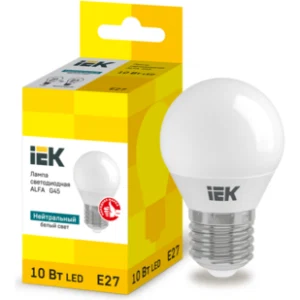 IEK Лампа светодиодная ALFA G45 шар 10Вт 230В 4000К E27 - LLA-G45-10-230-40-E27 IEK Лампа светодиодная ALFA G45 шар 10Вт 230В 4000К E27 - LLA-G45-10-230-40-E27