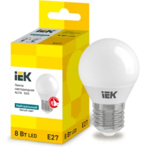 IEK Лампа светодиодная ALFA G45 шар 8Вт 230В 4000К E27 - LLA-G45-8-230-40-E27 IEK Лампа светодиодная ALFA G45 шар 8Вт 230В 4000К E27 - LLA-G45-8-230-40-E27