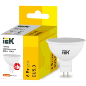 IEK Лампа светодиодная ALFA MR16 софит 6Вт 230В 3000К GU5,3 - LLA-MR16-6-230-30-GU5 IEK Лампа светодиодная ALFA MR16 софит 6Вт 230В 3000К GU5,3 - LLA-MR16-6-230-30-GU5