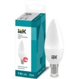 IEK Лампа светодиодная C35 свеча 9Вт 230В 4000К E14