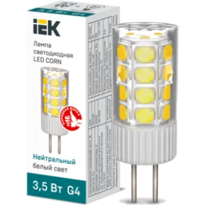 IEK Лампа светодиодная CORN капсула 3,5Вт 230В 4000К керамика G4 - LLE-CORN-4-230-40-G4 IEK Лампа светодиодная CORN капсула 3,5Вт 230В 4000К керамика G4 - LLE-CORN-4-230-40-G4