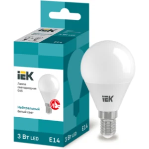 IEK Лампа светодиодная G45 шар 3Вт 230В 4000К E14 - LLE-G45-3-230-40-E14 IEK Лампа светодиодная G45 шар 3Вт 230В 4000К E14 - LLE-G45-3-230-40-E14