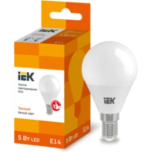 IEK Лампа светодиодная G45 шар 5Вт 230В 3000К E14 - LLE-G45-5-230-30-E14 IEK Лампа светодиодная G45 шар 5Вт 230В 3000К E14 - LLE-G45-5-230-30-E14