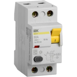 IEK Выключатель дифференциальный (УЗО) ВД1-63 2Р 80А 30мА - MDV10-2-080-030 IEK Выключатель дифференциальный (УЗО) ВД1-63 2Р 80А 30мА - MDV10-2-080-030