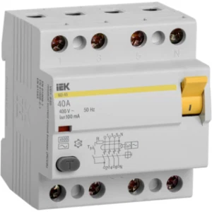 IEK Выключатель дифференциальный (УЗО) ВД1-63 4Р 40А 100мА - MDV10-4-040-100 IEK Выключатель дифференциальный (УЗО) ВД1-63 4Р 40А 100мА - MDV10-4-040-100