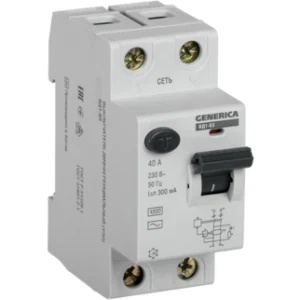IEK Выключатель дифференциальный (УЗО) ВД1-63 2Р 40А 300мА GENERICA - MDV15-2-040-300 IEK Выключатель дифференциальный (УЗО) ВД1-63 2Р 40А 300мА GENERICA - MDV15-2-040-300